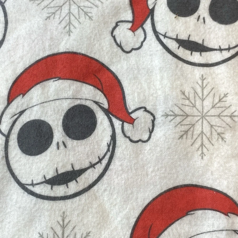 Disney Nightmare Before Christmas Santa Twin Flannel Flat Sheet Jack Skellington